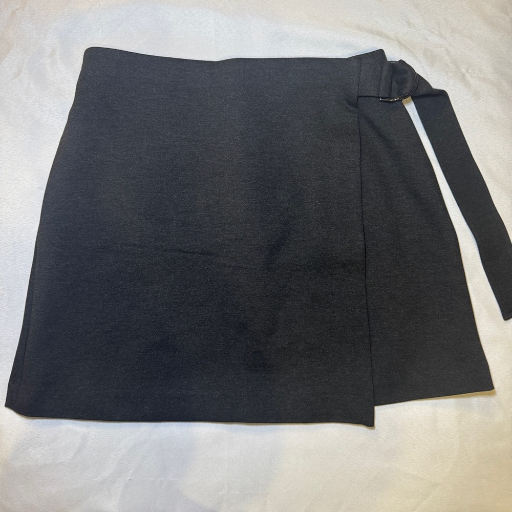Spanx Ponte Wrap Mini Skirt Skort Charcoal Heather Grey Size Small NEW NWT